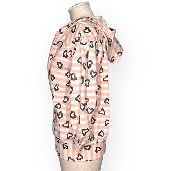 Rare MARC JACOBS Zip Hoodie Pleated Jacket Striped Heart Gorpcore Pink Whimsical - Picture 7 of 13